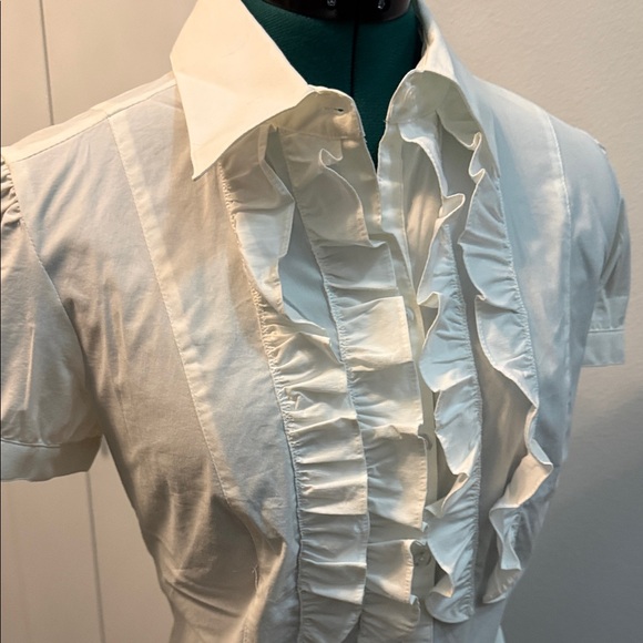 LOFT White Ruffled Blouse - Picture 3 of 3